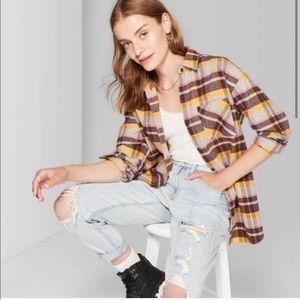 Wild Fable PinK Yellow Oversized Plaid